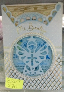 Tarjeta mi bautizo ángel en círculo niño B20T