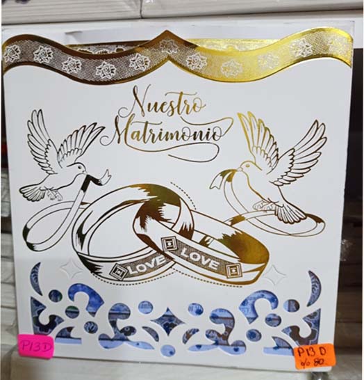 TARJETA MATRIMONIO PALOMAS Y ANILLOS P13D
