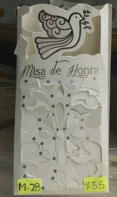 Tarjeta Paloma puntos plateado M28
