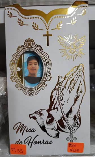TARJETA MISA DE HONRAS DE HONRAS MANOS JUNTAS M55