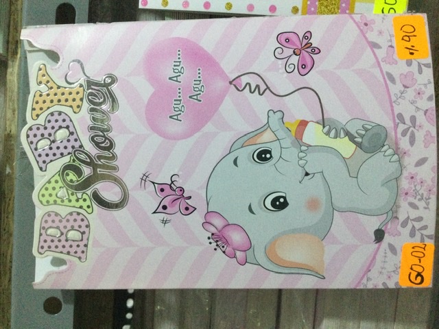TAJETA ELEFANTE ROSADO BABY