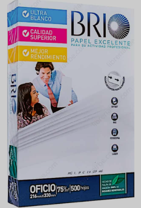 PAPEL OFICIO BOND 75GR BRIO PAQUETE DE 500 HOJAS