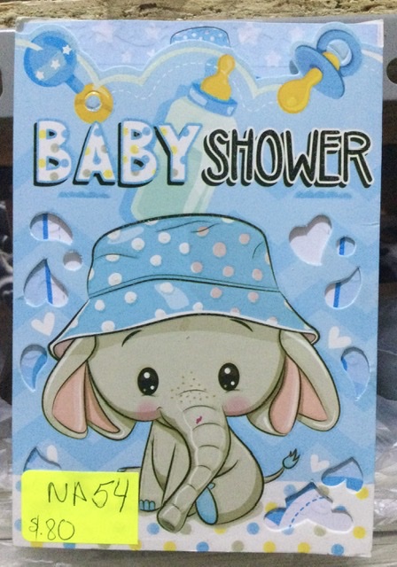 Tarjeta baby elefante celeste NA054