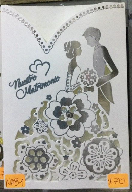 Tarjeta matrimonio vestido con flores NA081