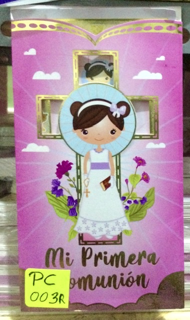 Tarjeta comunión niña rosado PC003R