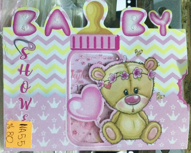 Tarjeta hechado baby oso rosado NA055