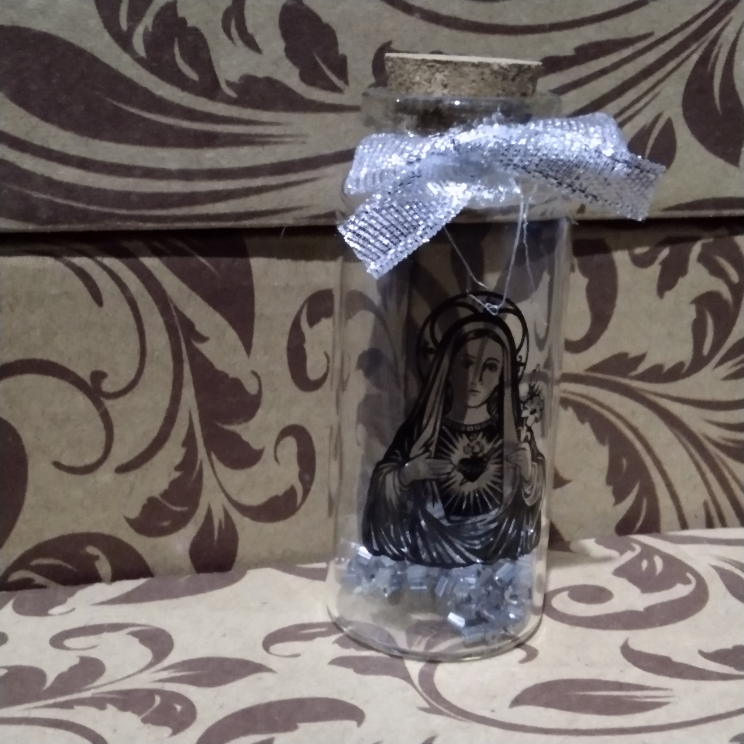 TUBO DE VIDRIO SANTO NEGRO 6.5 CM CON DENARIO