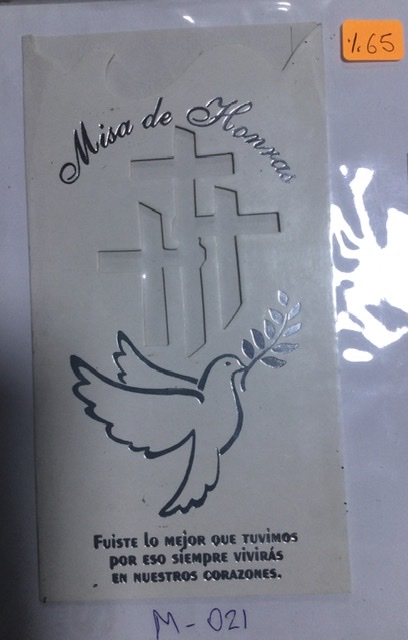 TARJETA PALOMA PLATA CRUZ CATEDRAL FOLCKOTE