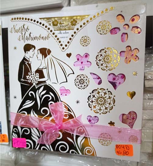  TARJETA MATRIMONIO NOVIOS CON FLORES TROQUELADOS P04D