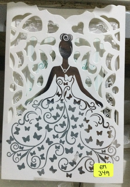 TARJETA SILUETA QUINCEAÑERA PLATA Em349