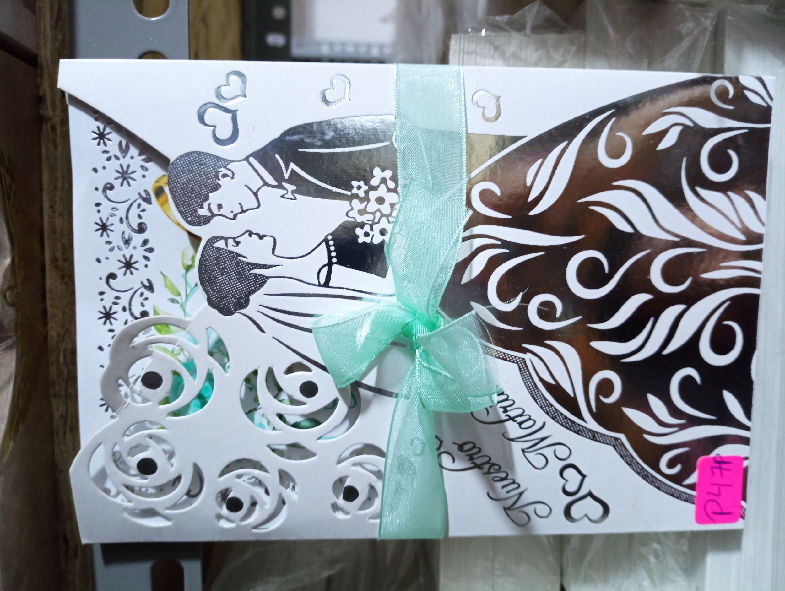 TARJETA NOVIOS PLATEADO P47P
