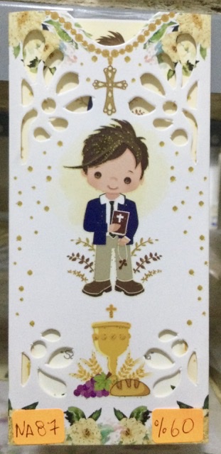 Tarjeta comunión dorado niño NA087