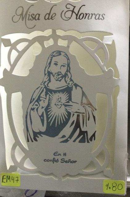 TARJETA SAGRADO CORAZON PLATA FOLCKOTE