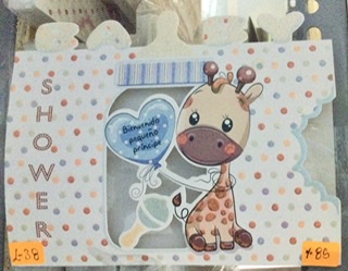 TARJETA JIRAFA CELESTE BABY SHOWER L038