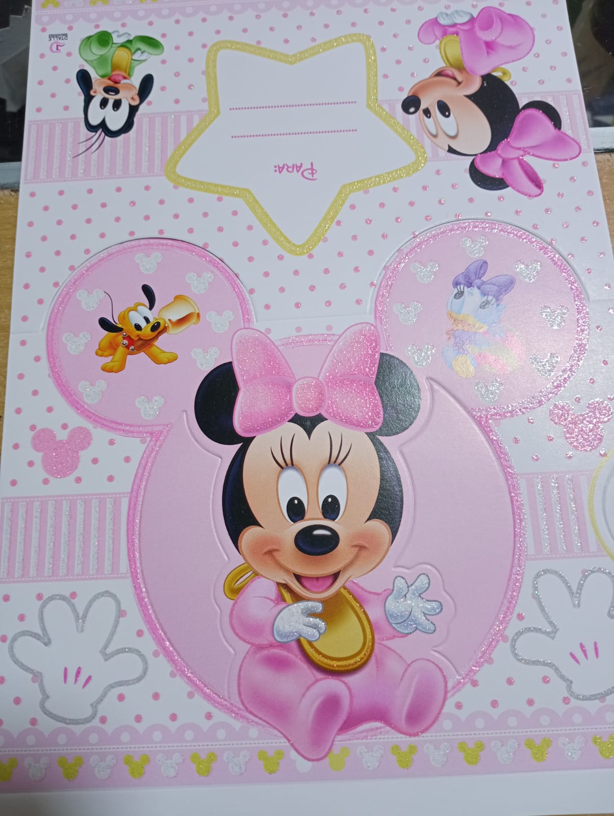 TARJETA  MINIE BABY ROSADO