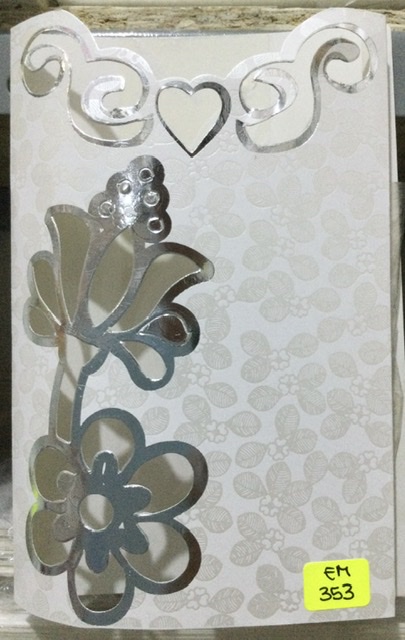 Tarjeta flor plateado EM353