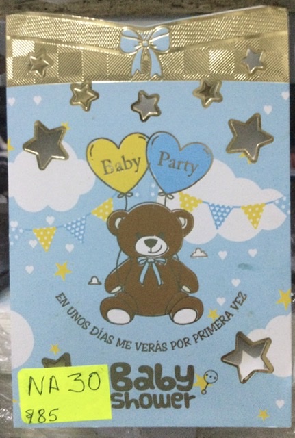 TARJETA OSO BABY SHOWER Celeste NA030