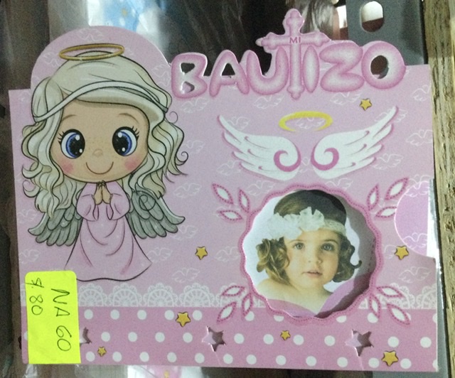 Tarjeta bautizo con foto niña NA060