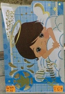 Tarjeta bautizo ángel niño solo rostro B16T