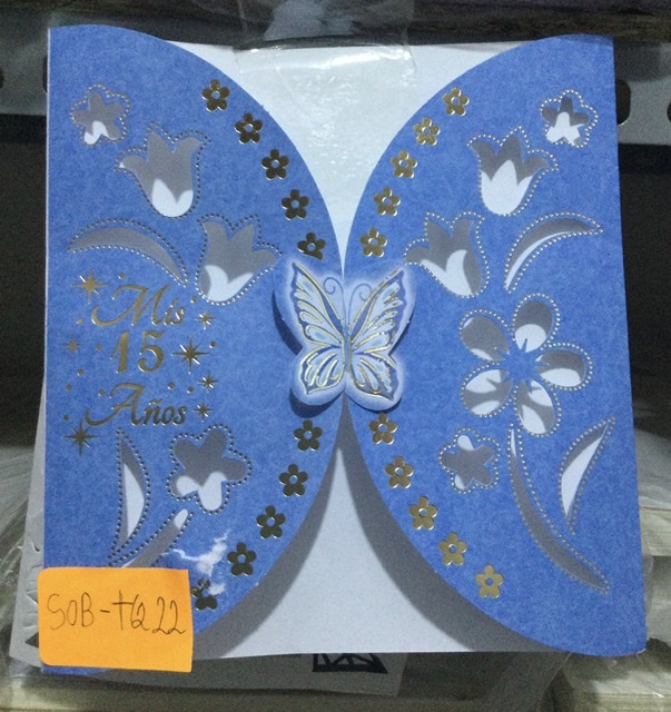 TARJETA OVALADO AZUL 15 AÑOS