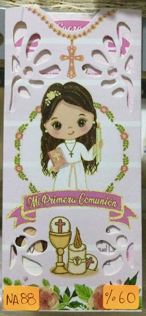 Tarjeta primera comunión niña NA088
