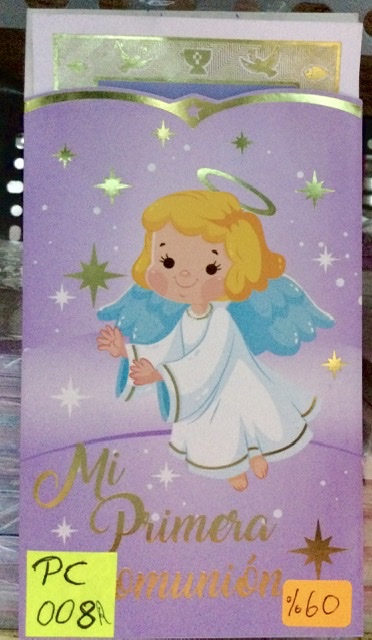 Tarjeta comunión ángel lila PC008R