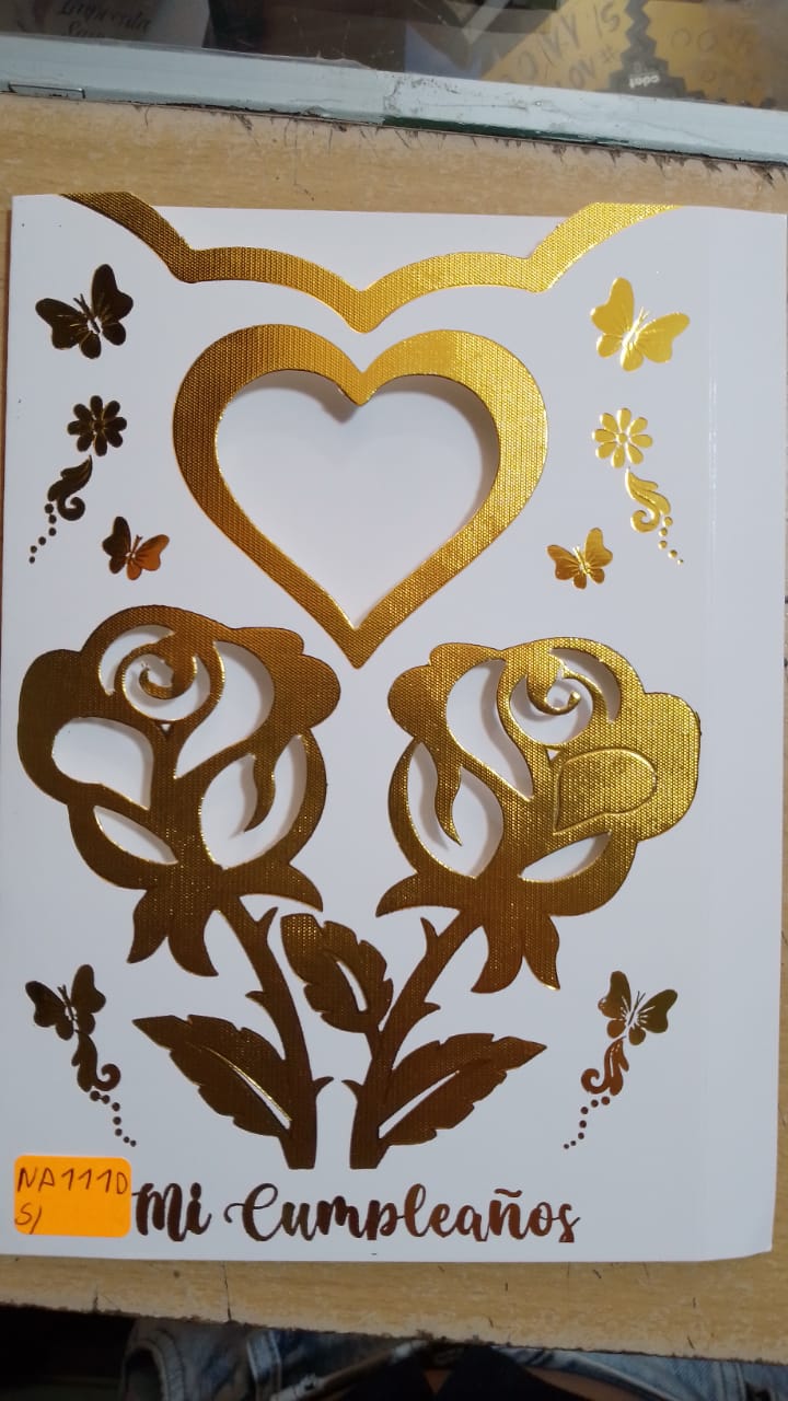  TARJETA ROSAS DORADO NA111D