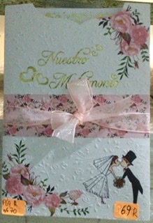 TARJETA bordes de flores rosadas P69R