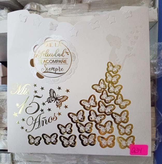 TARJETA QUINCE AÑOS MARIPOSAS Q34