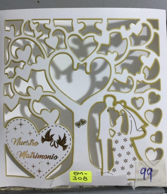 Tarjeta matrimonio troquelado árbol EM308