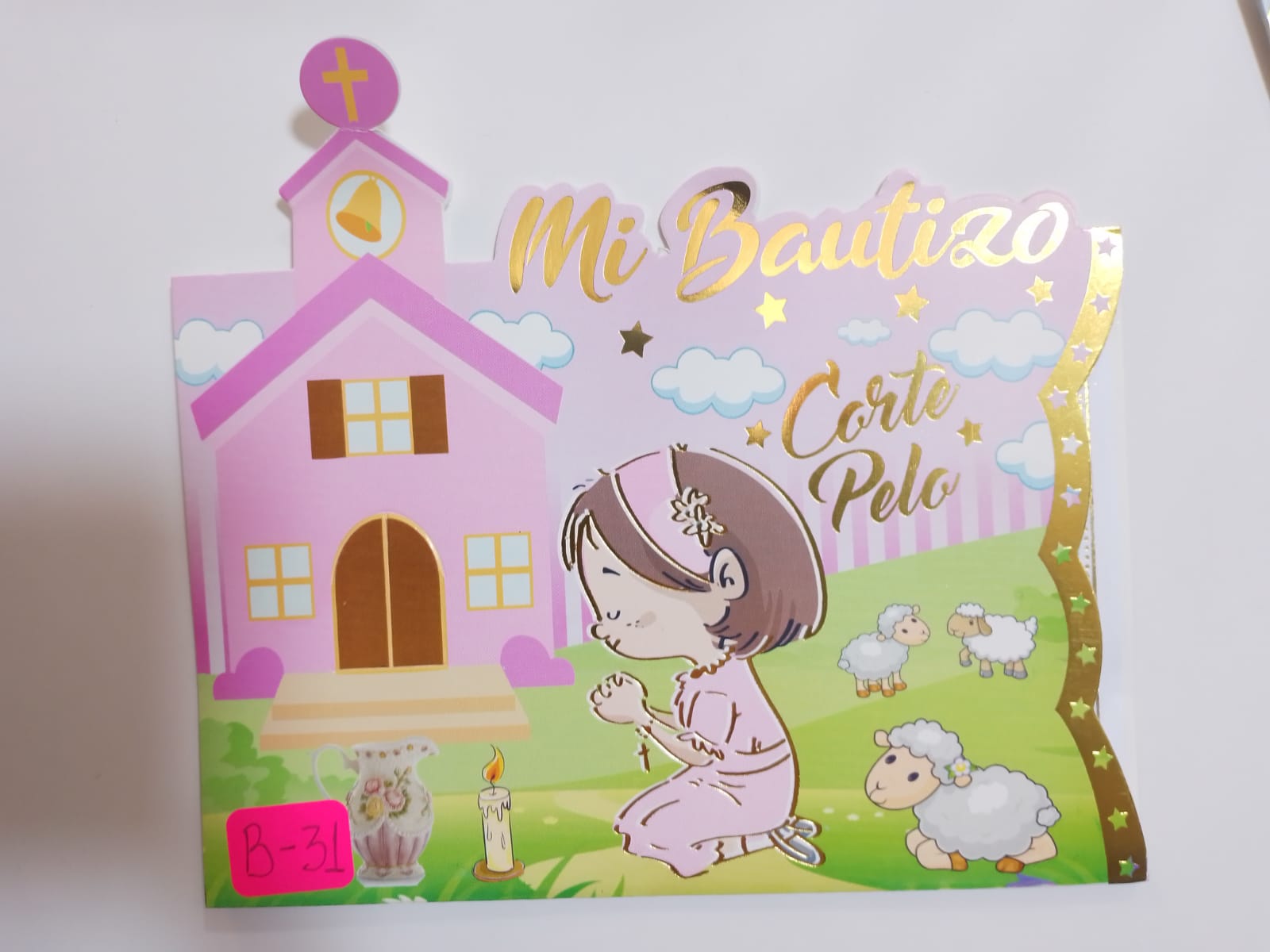 TARJETA IGLESIA ECHADO MI BAUTIZO NIÑA B31F