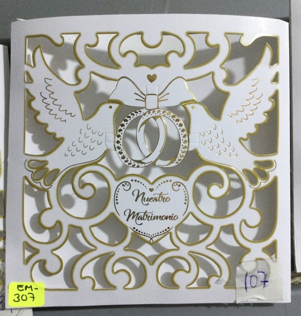 Tarjeta matrimonio troquelado palomas EM307