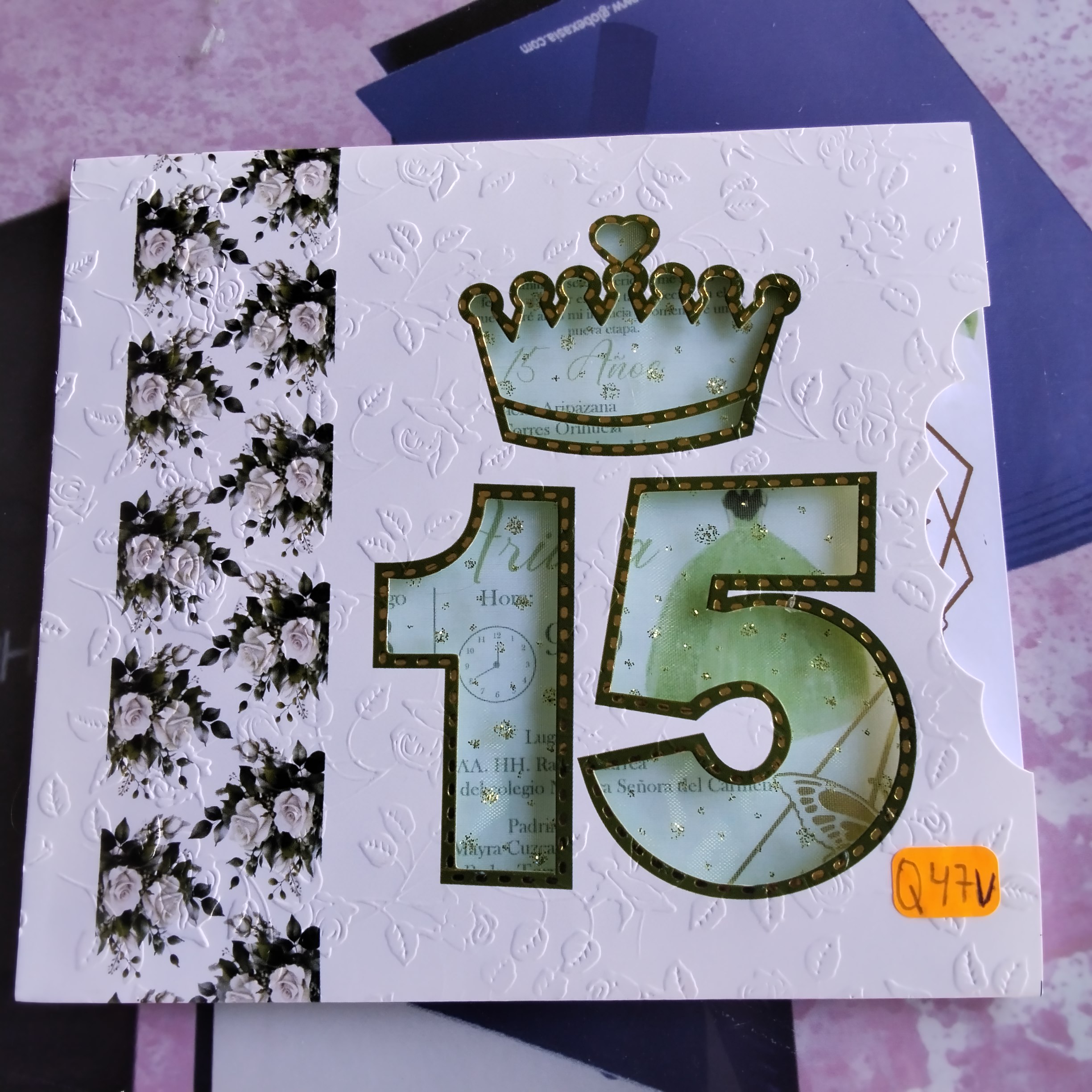 TARJETA QUINCE AÑOS VERDE Q47V