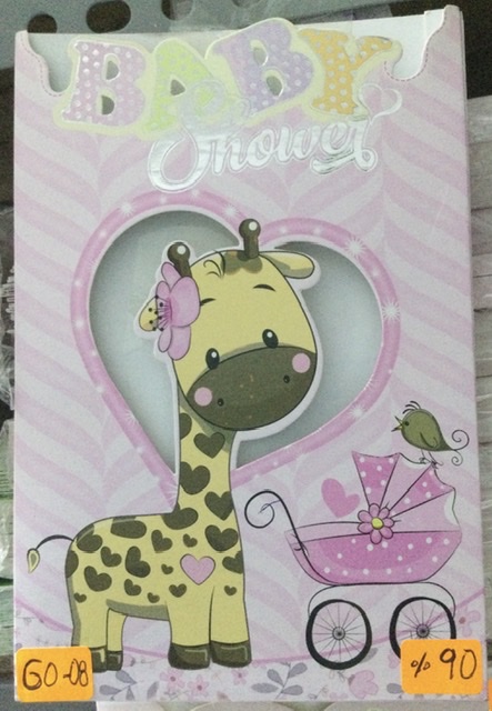 TARJETA JIRAFA ROSADO BABY SHOWER GO08