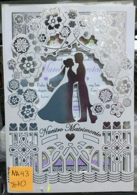 TARJETA NOVIOS PLATA FONDEADO SN6-T27