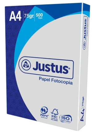  PAPEL BOND 75G A4 JUSTUS (PAQUETE 500 HOJAS)