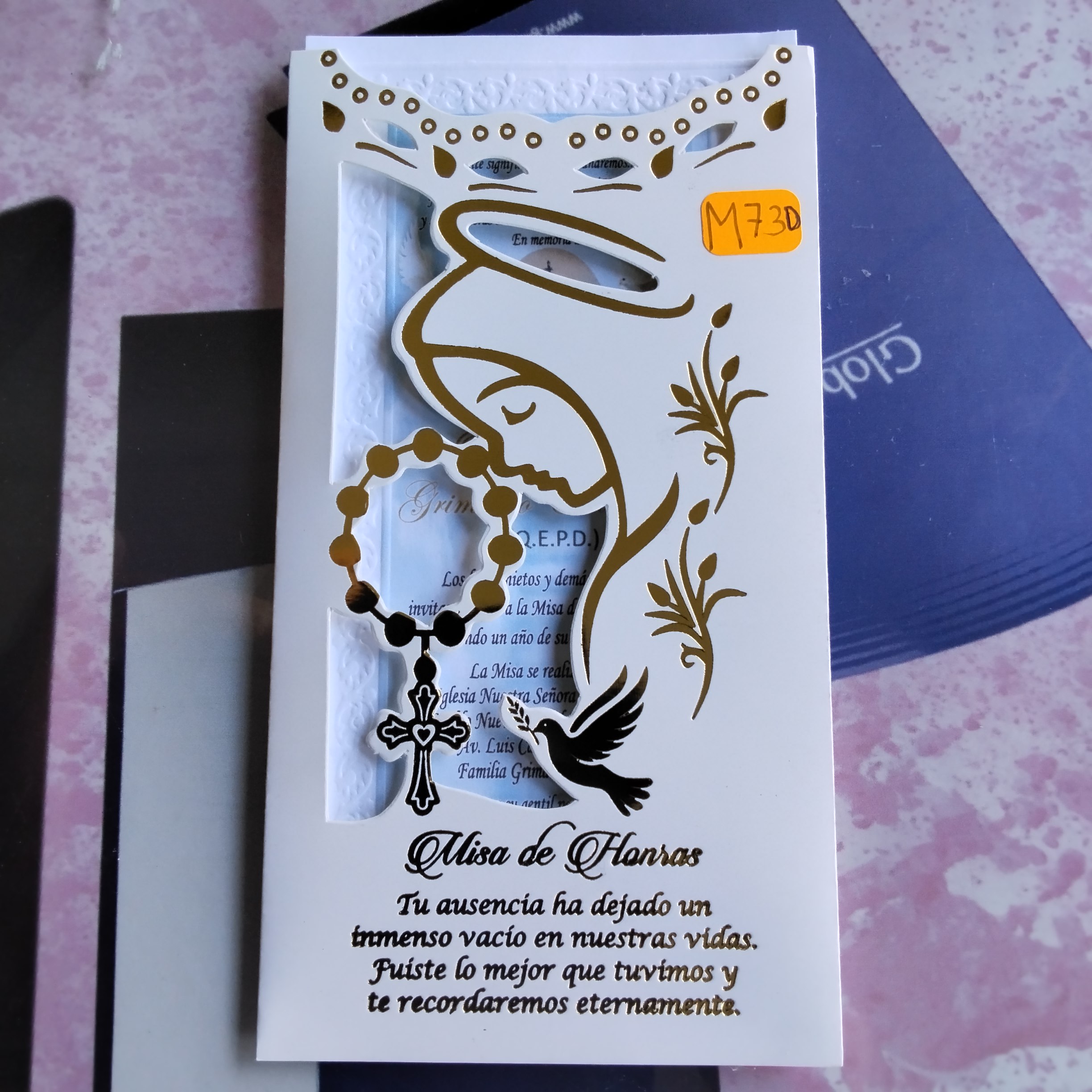 TARJETA MISA PERFIL VIRGEN M73D
