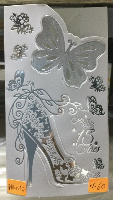 TARJETA TACO MARIPOSA 15 AÑOS PLATA CP12