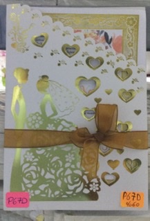 Tarjeta de matrimonio novios y corazones P67D 