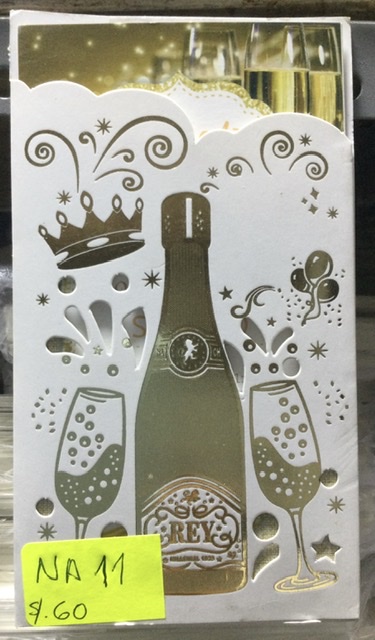 TARJETA BOTELLA DORADA CP25