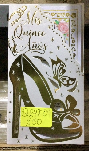 Tarjeta quince años taco dorado  Q24FO