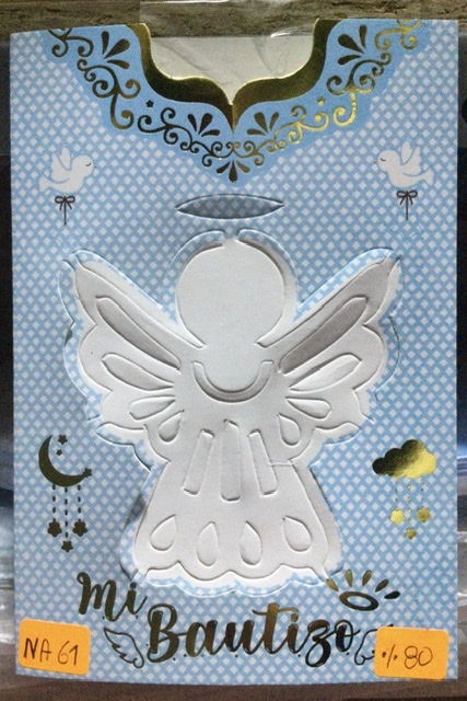 Tarjeta bautizo ángel silueta celeste NA061