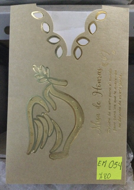 TARJETA PALOMA DORADO TROQUEL MARRON