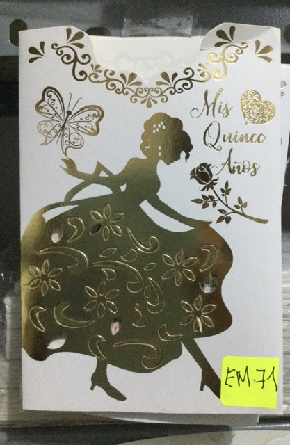 TARJETA CENICIENTA DORADO