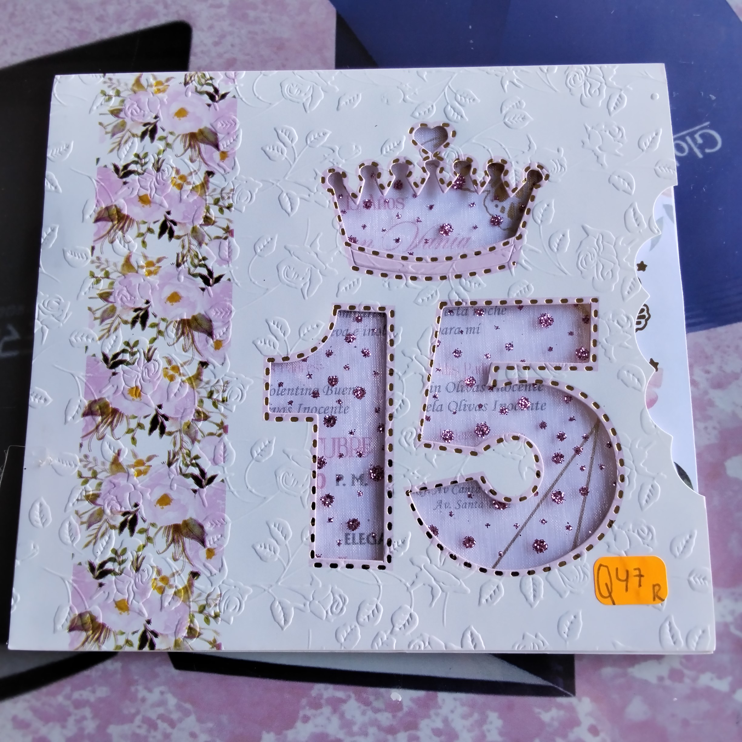 TARJETA QUINCE AÑOS ROSADO Q47R